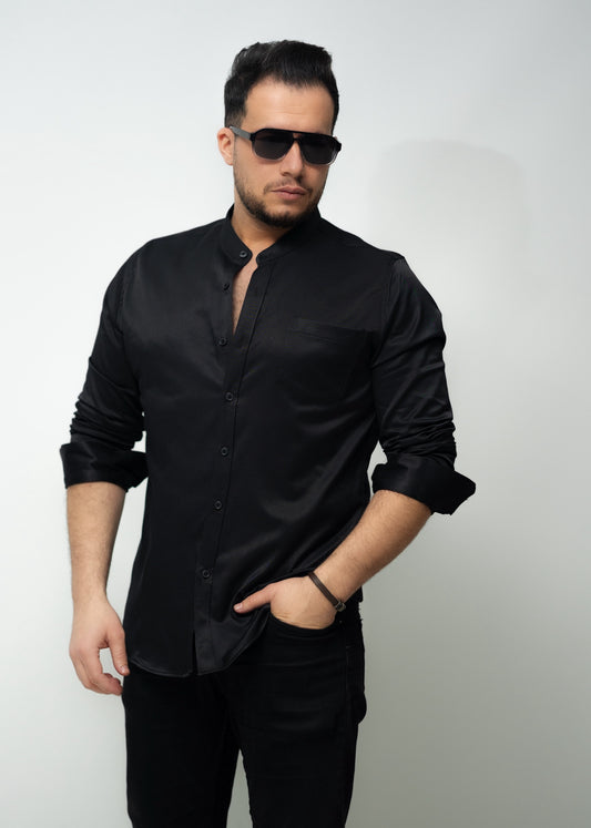 Модна чорна сорочка чоловіча з кишенею L XL XXL 3XL 80-72-502