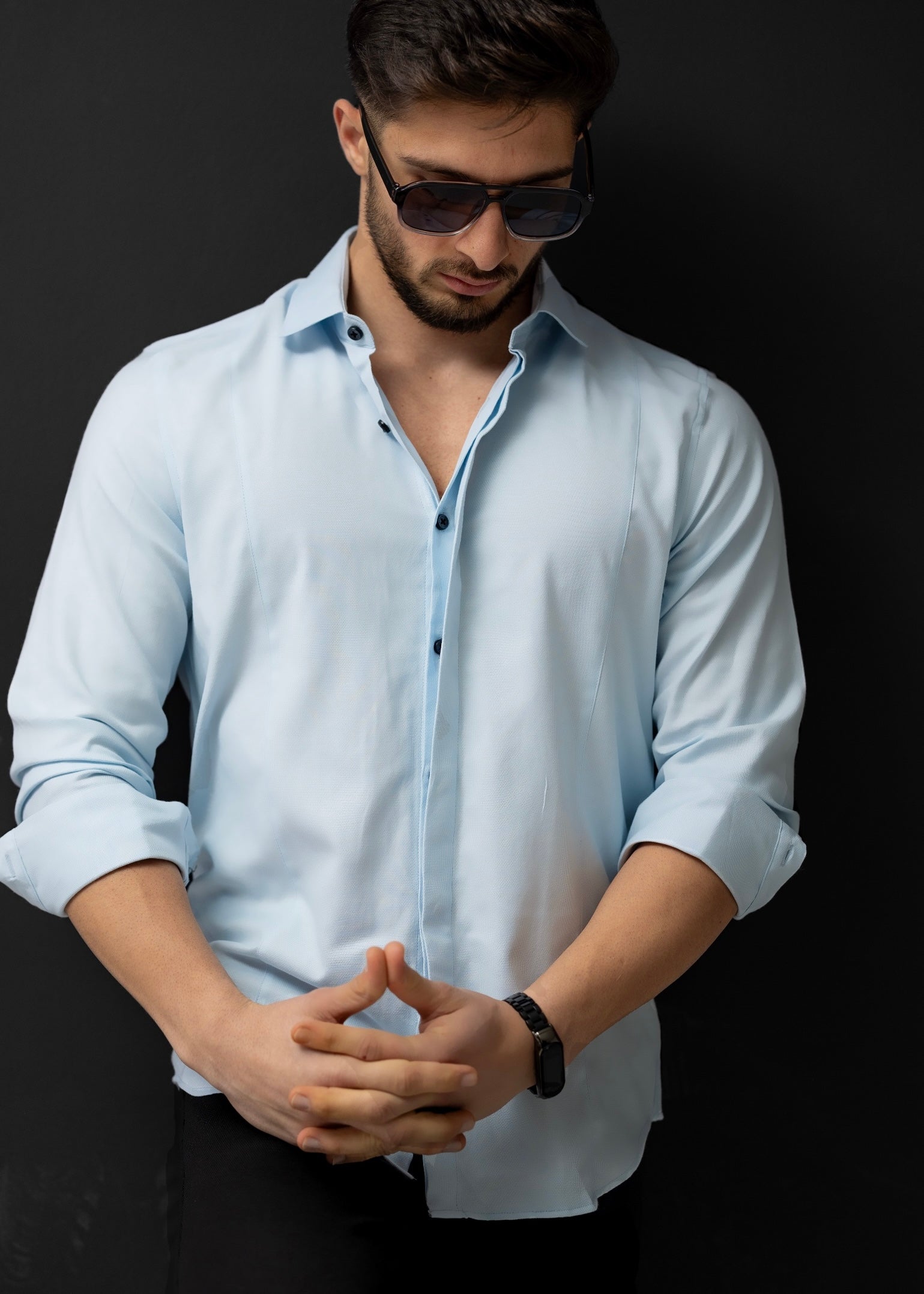 Чоловіча Сорочка Блакитна класична модна 3XL 23-07-601 