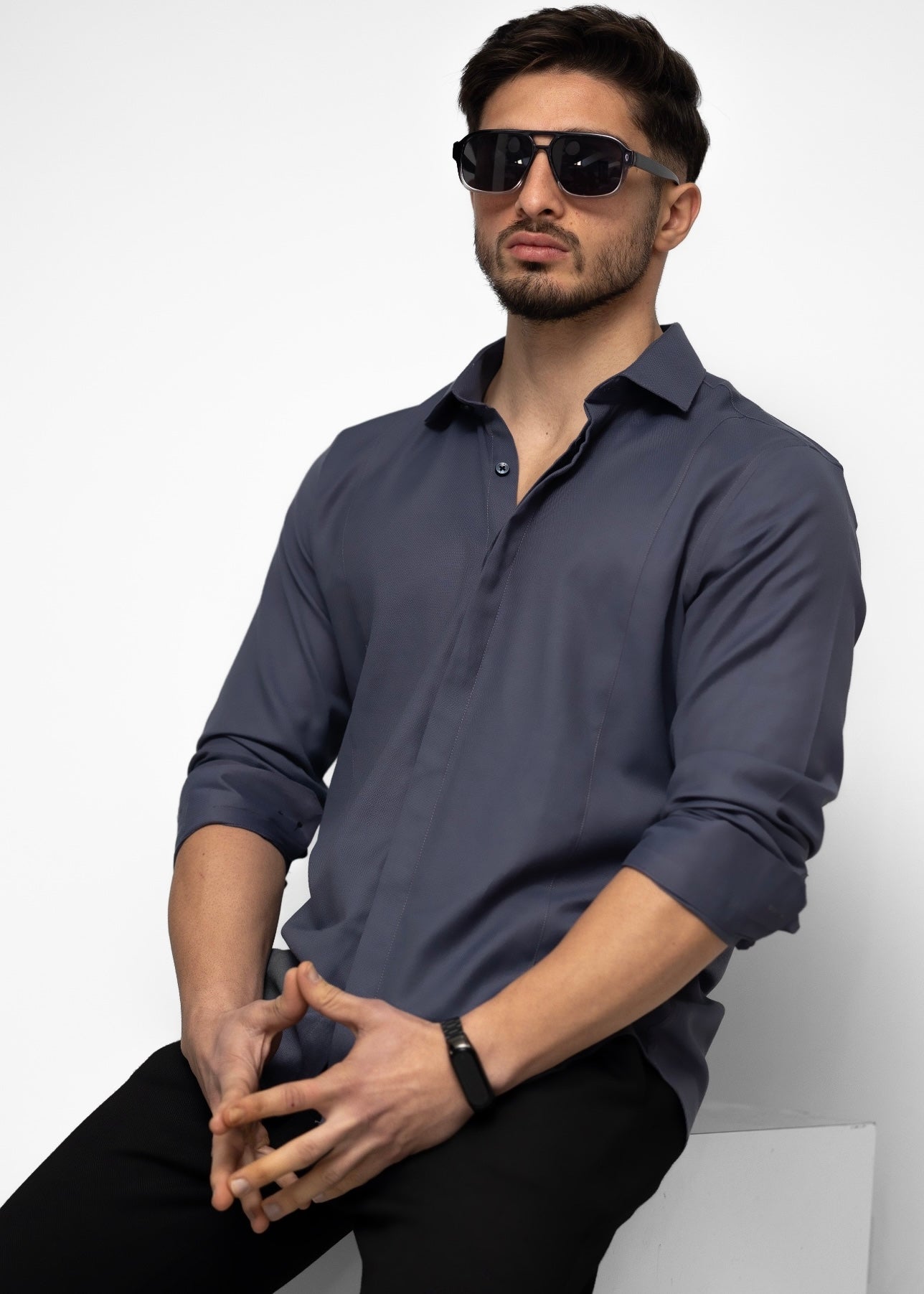 Чоловіча Сорочка сіра класична модна XL 50-07-601 