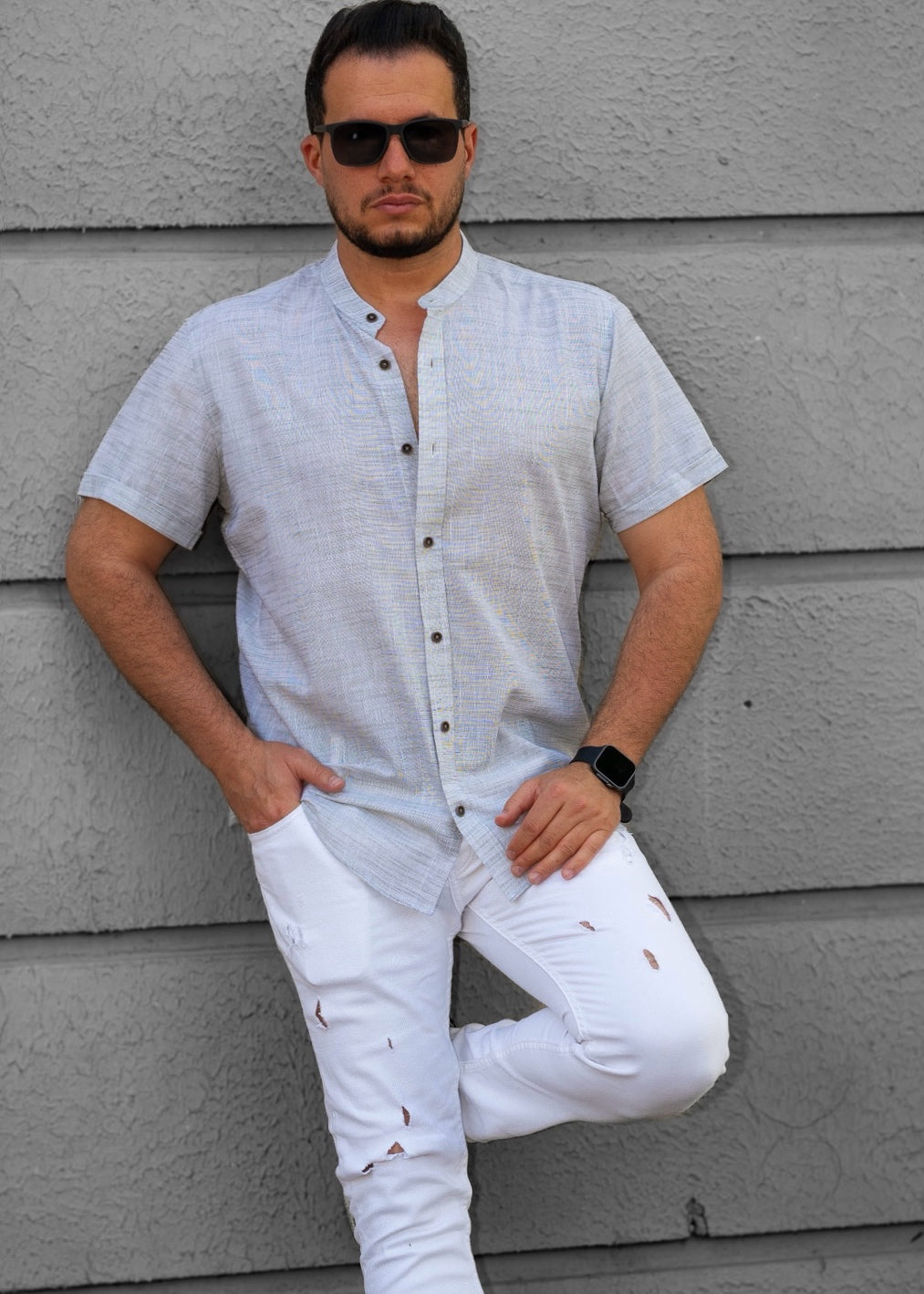 Сорочка чоловіча льон ML XL XXL 31-160-706