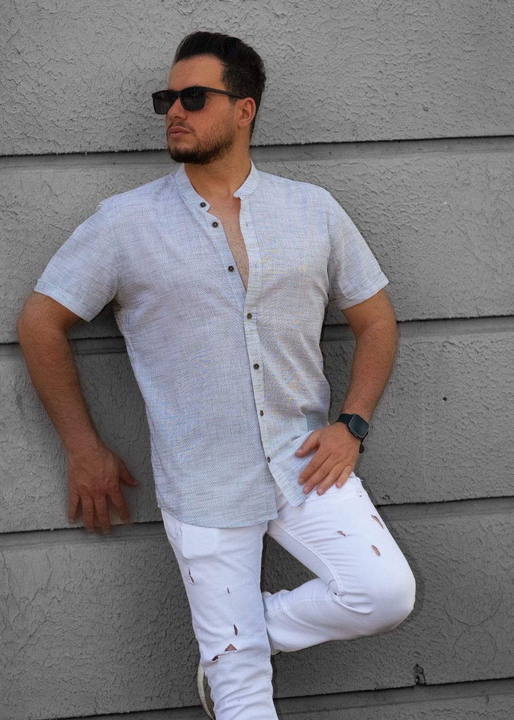 Сорочка чоловіча льон ML XL XXL 31-160-706