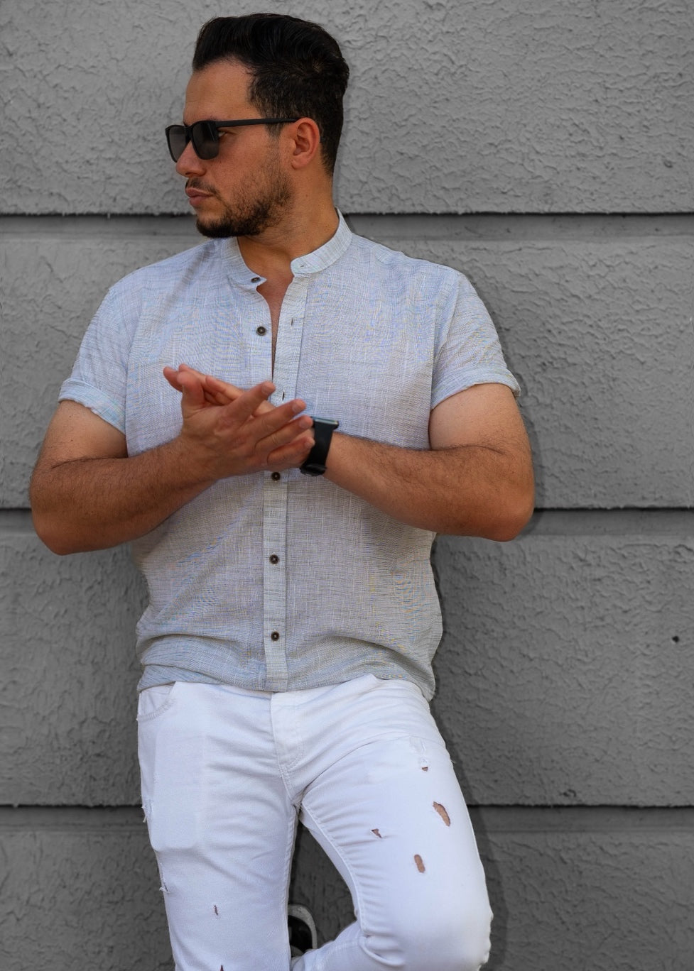 Сорочка чоловіча льон ML XL XXL 31-160-706