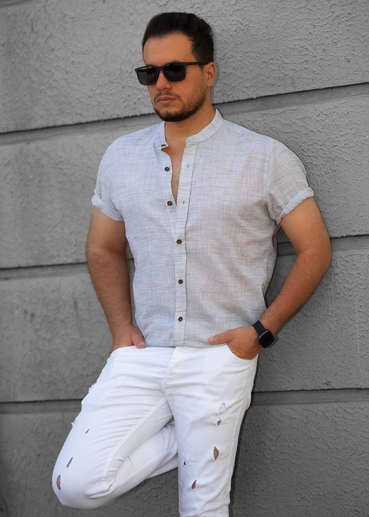 Сорочка чоловіча льон ML XL XXL 31-160-706