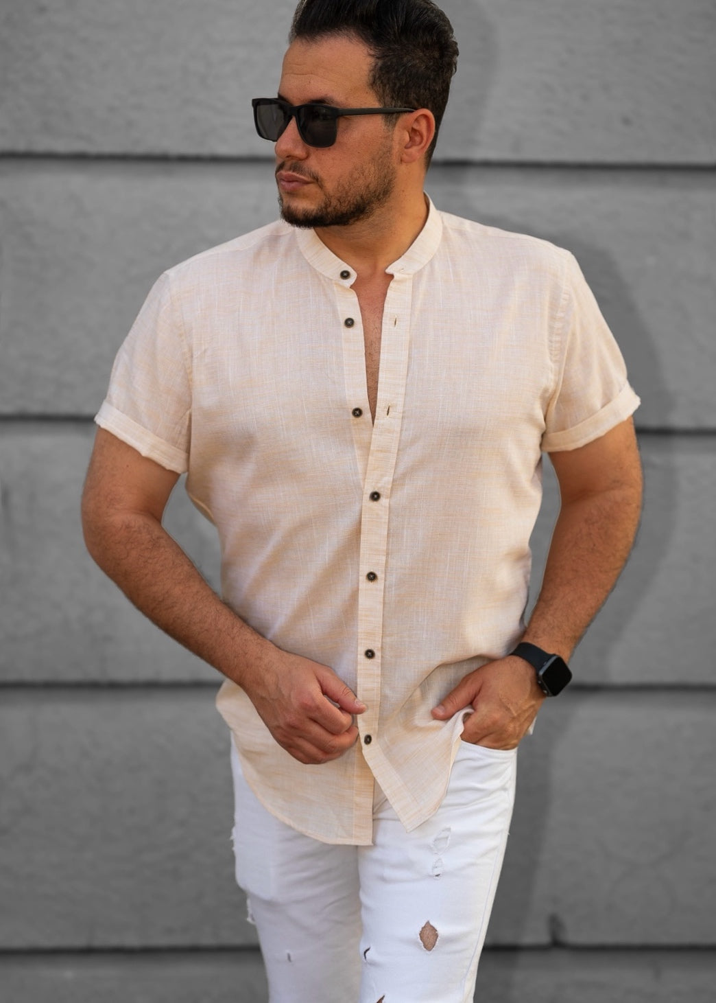 Сорочка чоловіча льон ML XL 14-160-706