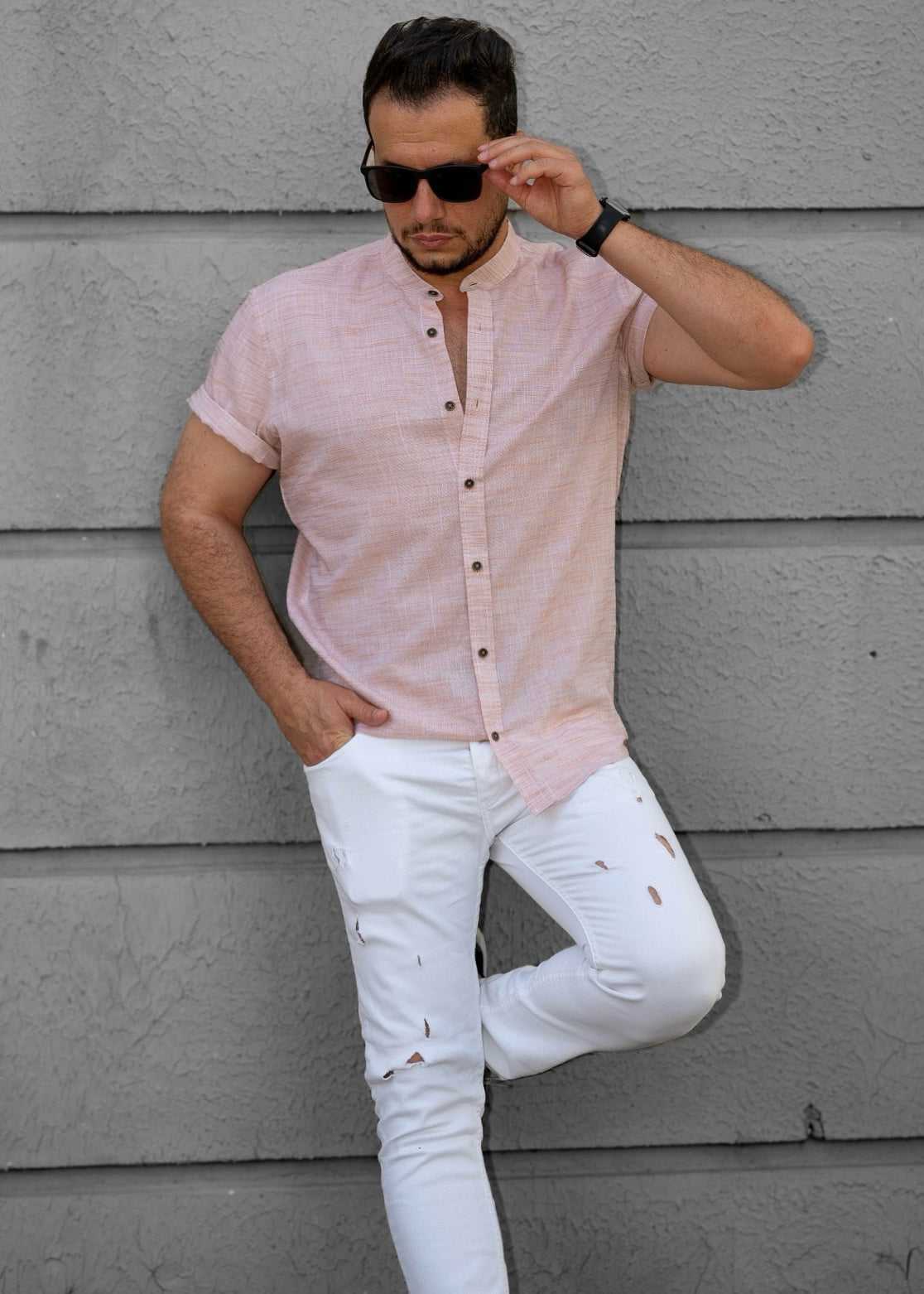 Сорочка чоловіча льон ML XL XXL 09-160-706