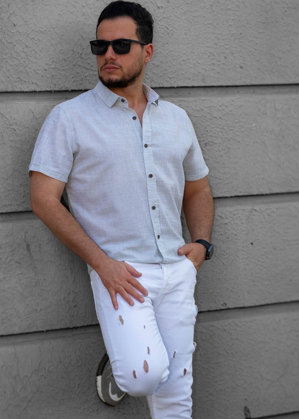 Сорочка чоловіча льон ML XL XXL 31-166-706