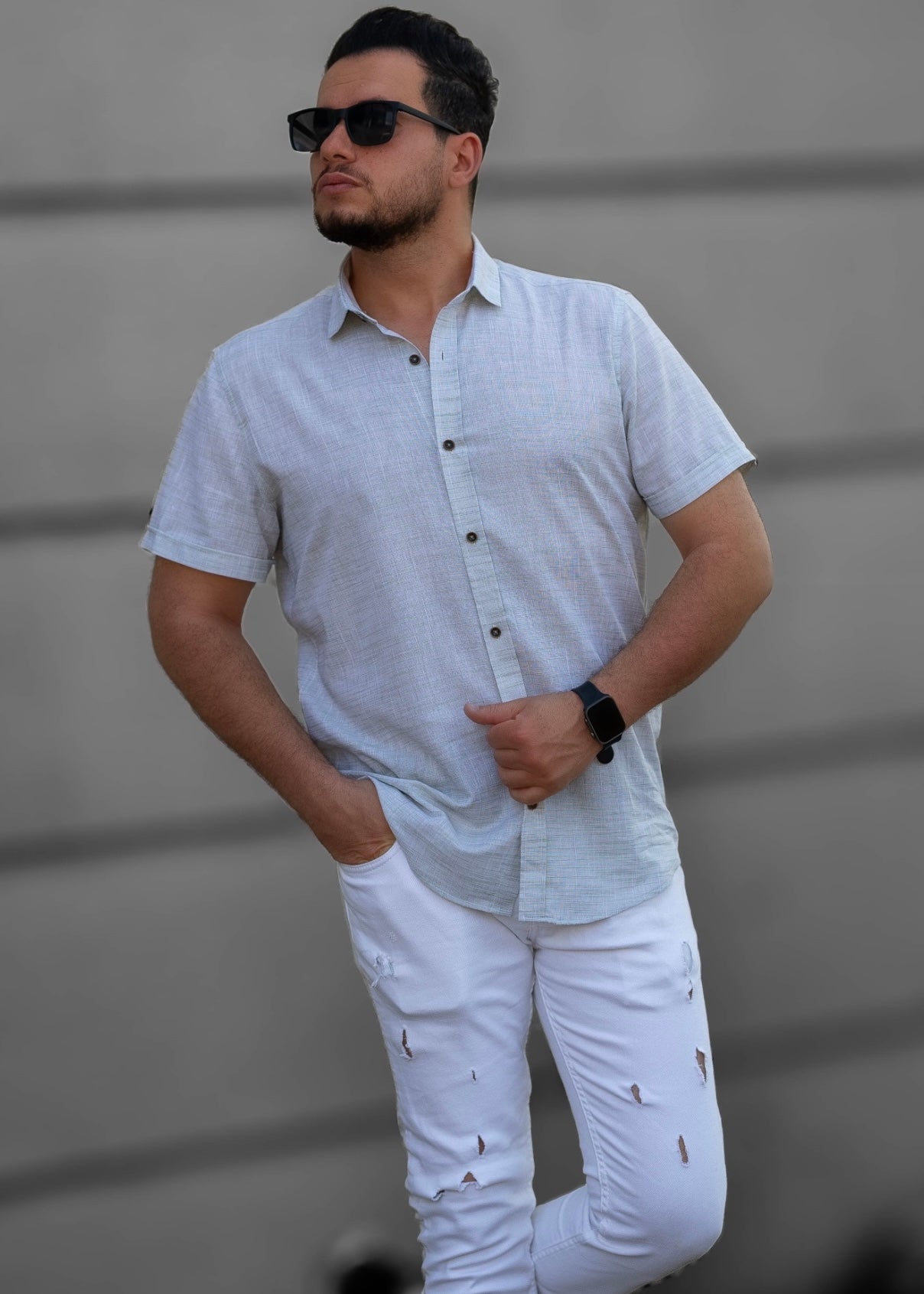 Сорочка чоловіча льон ML XL XXL 31-166-706