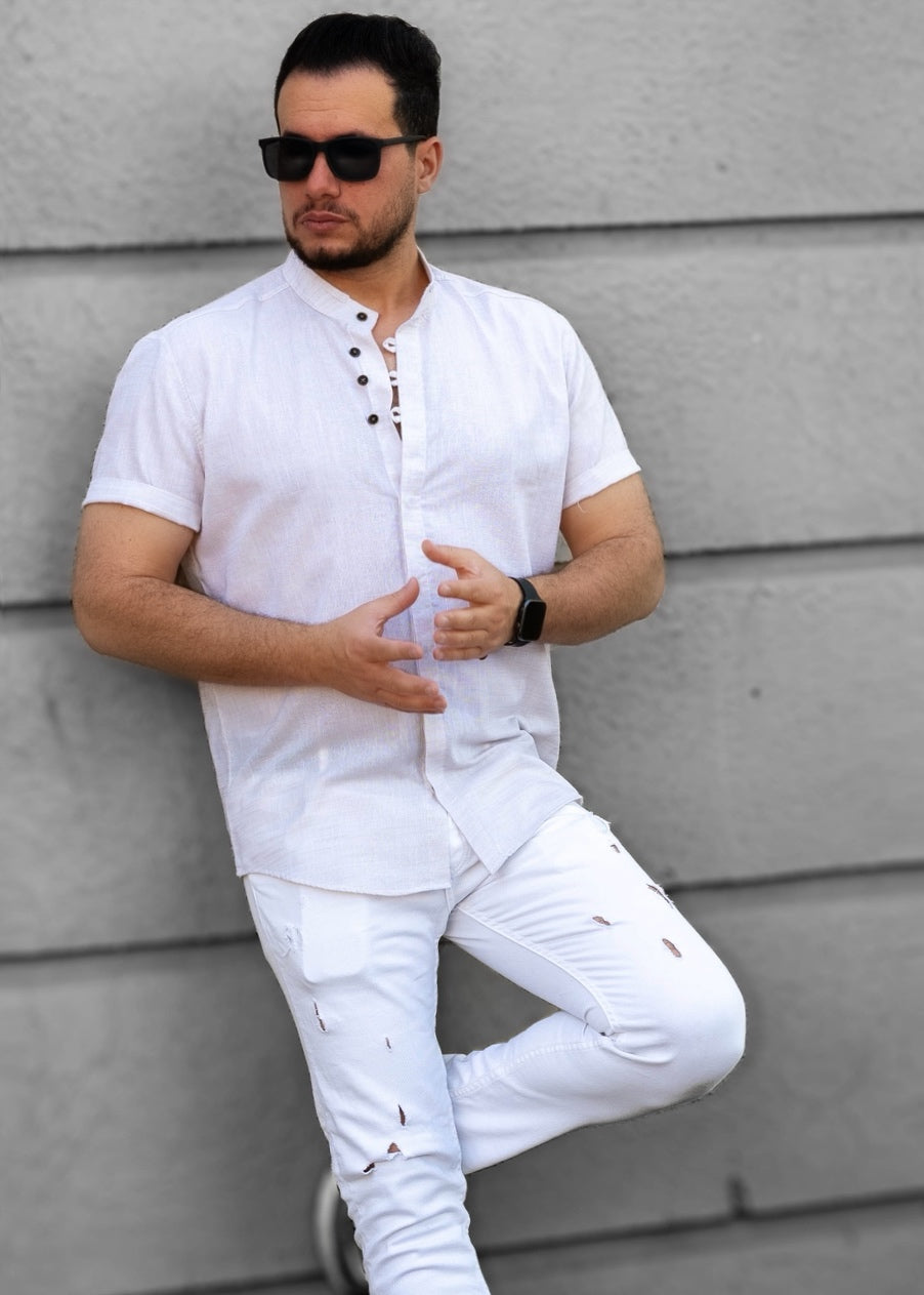 Сорочка чоловіча льон ML XL 01-93-705