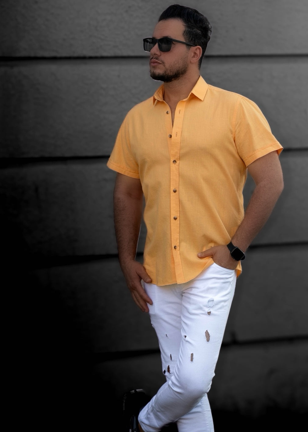 Сорочка чоловіча льон ML XL XXL 09-166-705