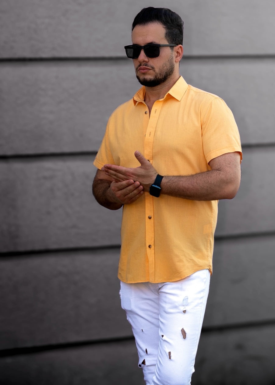 Сорочка чоловіча льон ML XL XXL 09-166-705