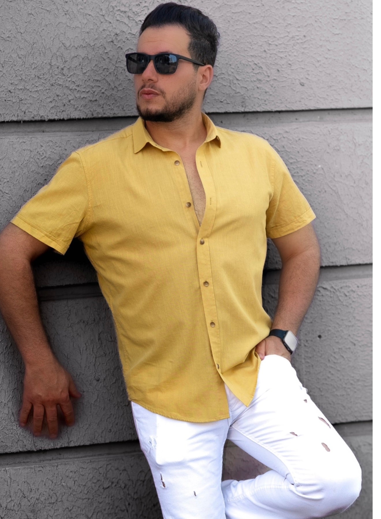 Сорочка чоловіча льон M L XL XXL 08-166-705