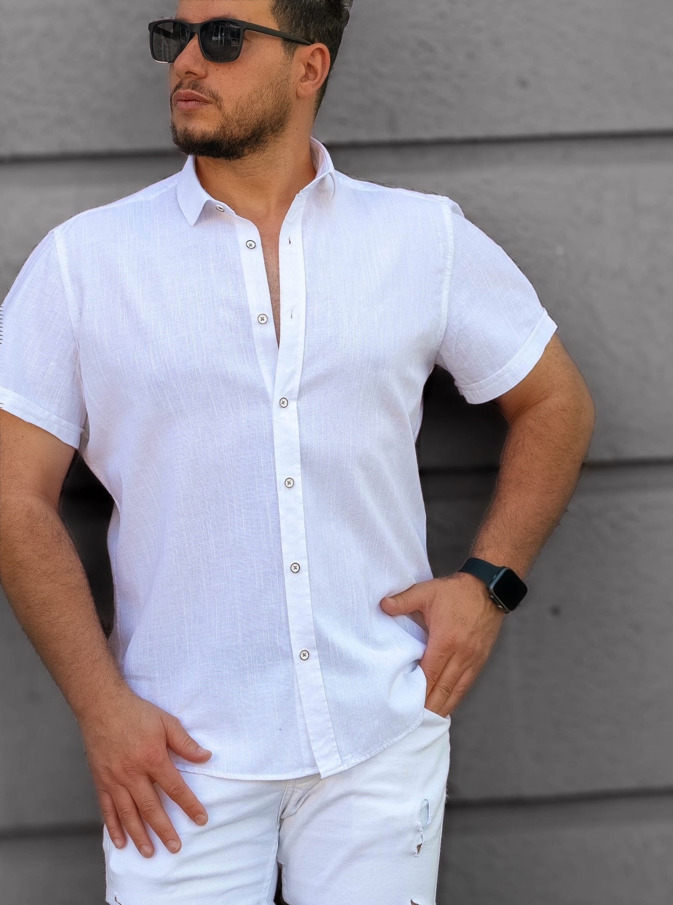 Сорочка чоловіча льон M L XL XXL 01-166-705