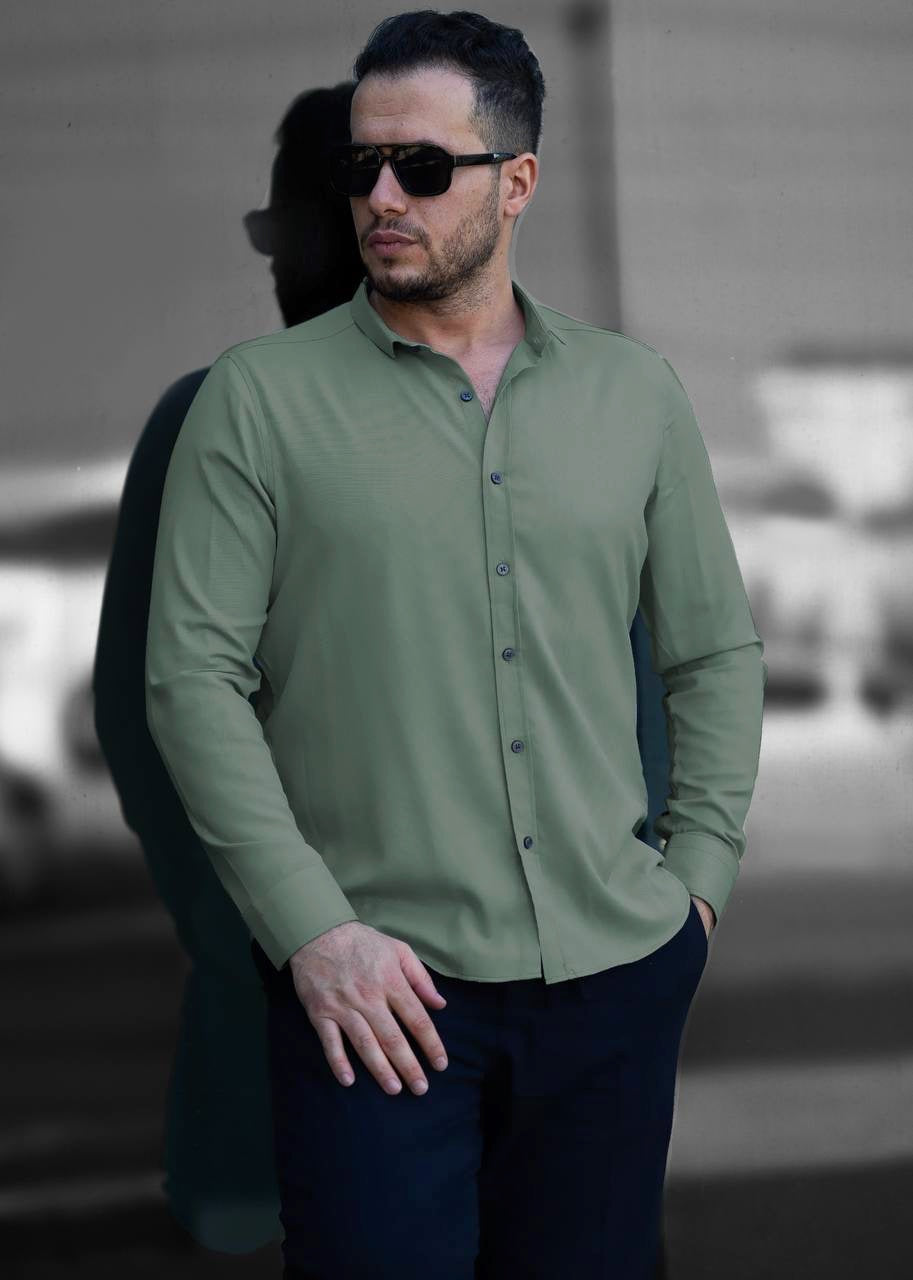 Чоловіча сорочка бавовняна класична літня зелена M 3XL 33-211-602 