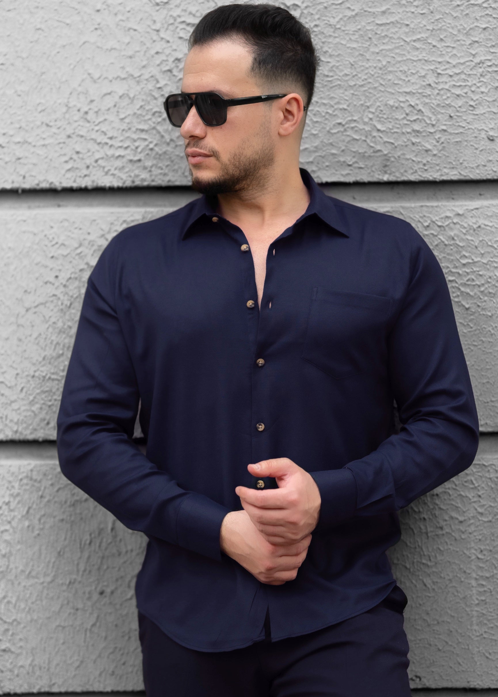 Чоловіча сорочка чорна з кишенею M XXL 52-73-601 