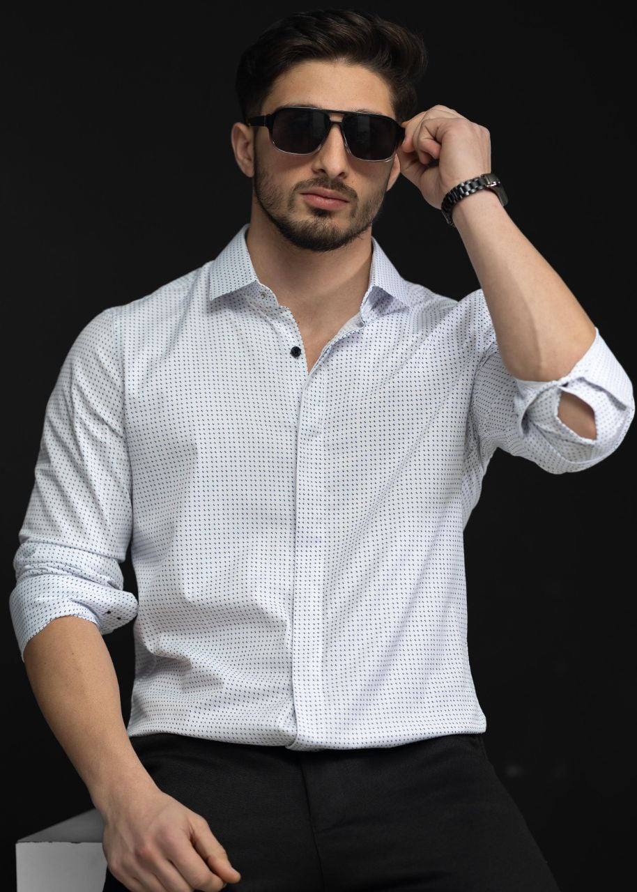 Чоловіча Сорочка Біла з Візерунком Класична ML XXL 3XL 01-76-227 