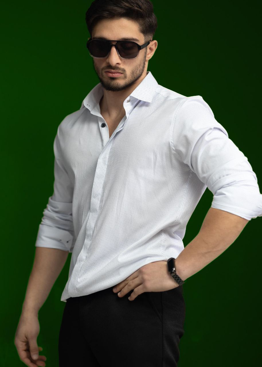 Чоловіча сорочка Біла Елегантна з Класичний Комір з Прихованими Ґудзиками M 3XL 01-76-228 