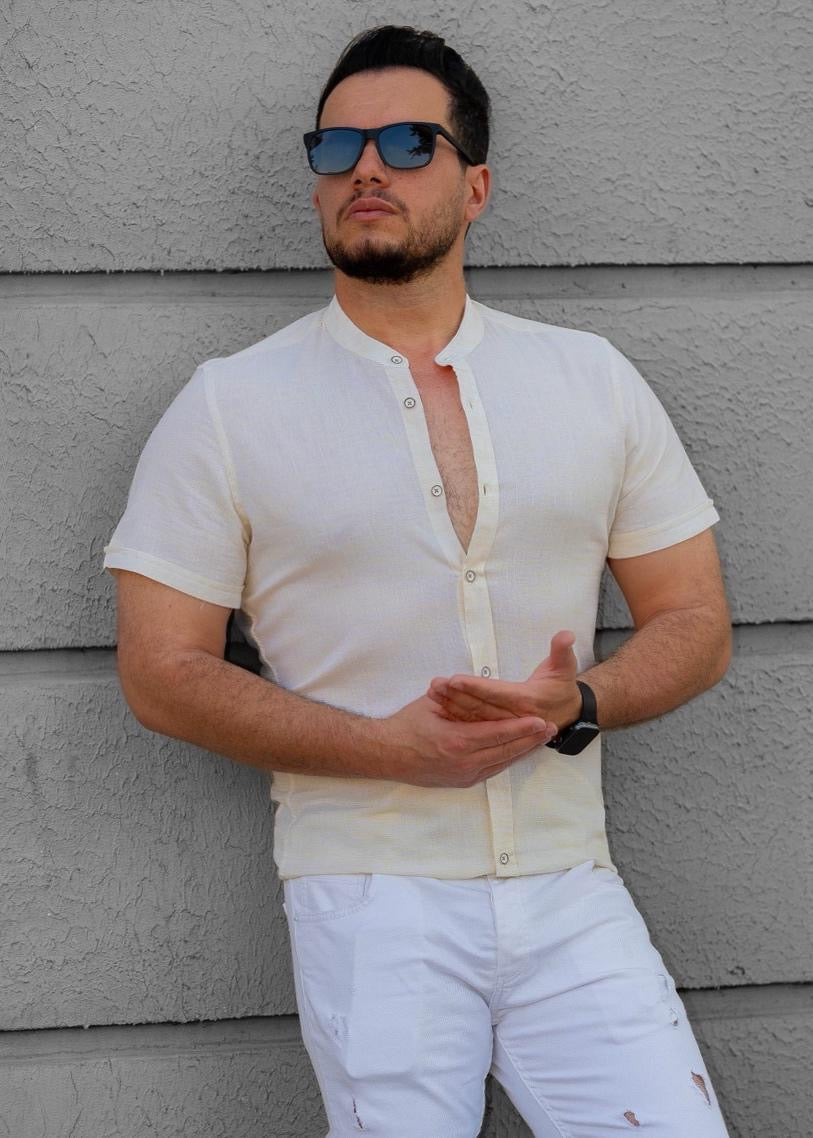 Сорочка чоловіча льон M L XL XXL 14-160-705