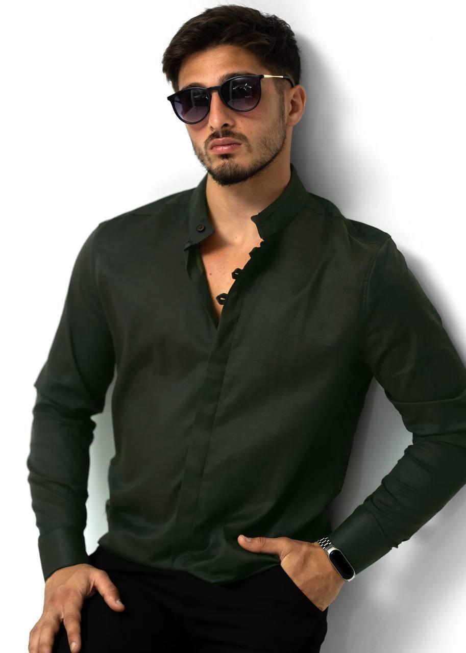 Сорочка чоловіча стійка хакі модна L 39-91-502 