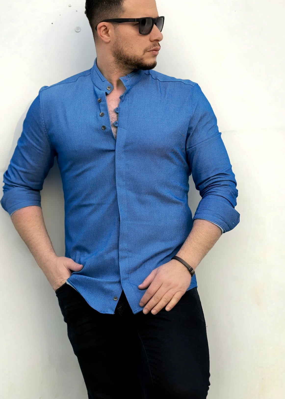 Чоловіча сорочка джинсового кольору M XXL 28-91-502