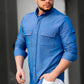 Чоловіча сорочка з тонкого джинсу з кишенею M L XL XXL 28-214-502