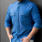 Чоловіча сорочка з тонкого джинсу з кишенею M L XL XXL 28-214-502