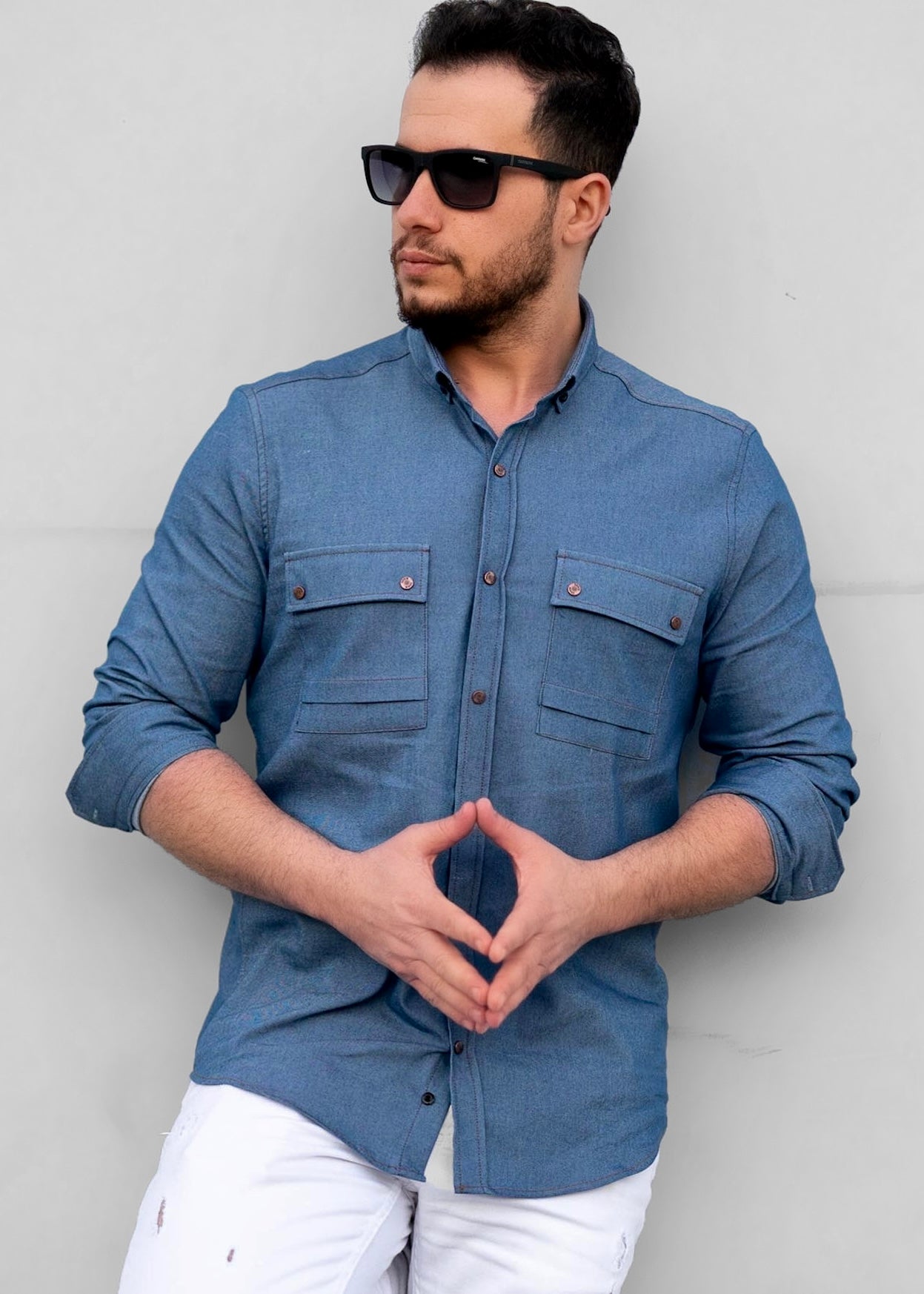 Чоловіча сорочка джинсова ML XL 52-214-502