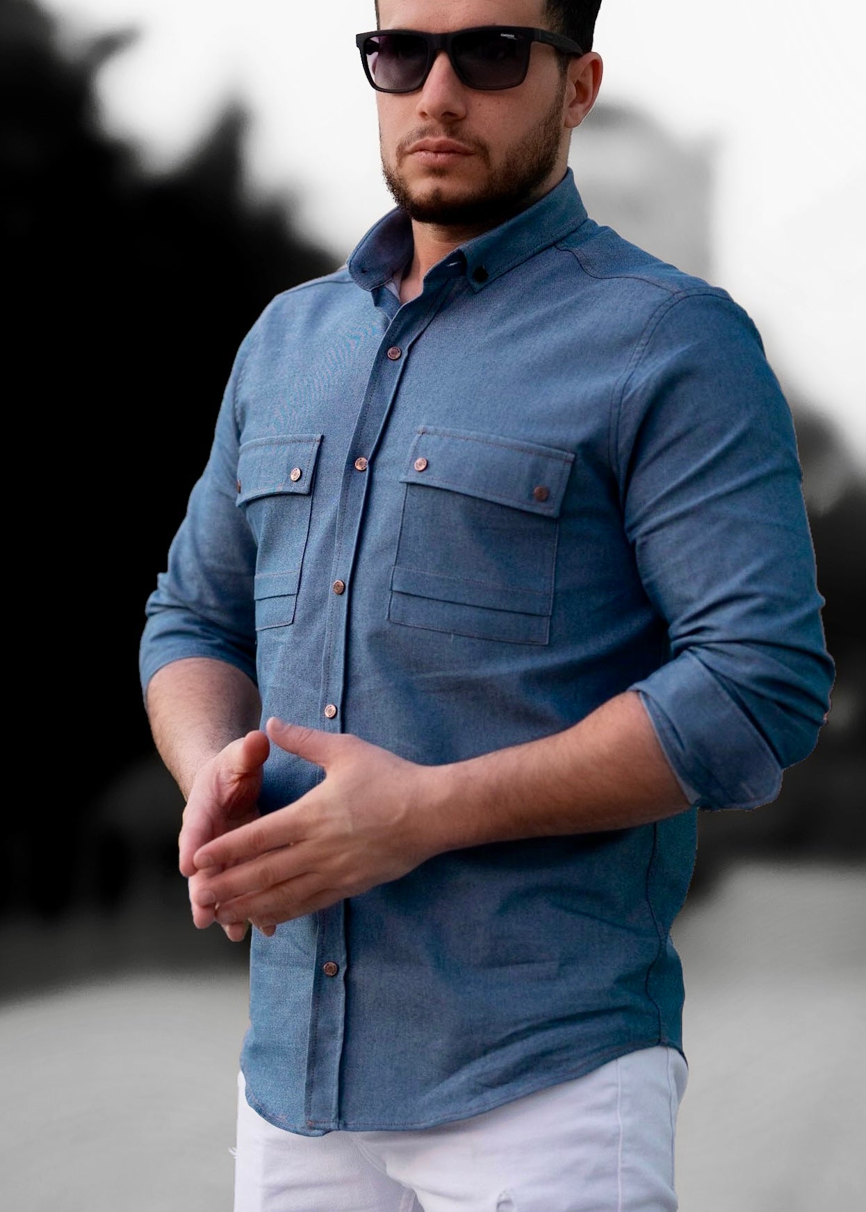 Чоловіча сорочка джинсова ML XL 52-214-502