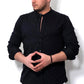 Чорна вільна сорочка з м'якої бавовни з коміром стійкою  M L XL XXL 3XL 80-210-502