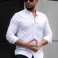 Біла сорочка стійка приталена на кнопках із модними виточками   XXL 01-03-401