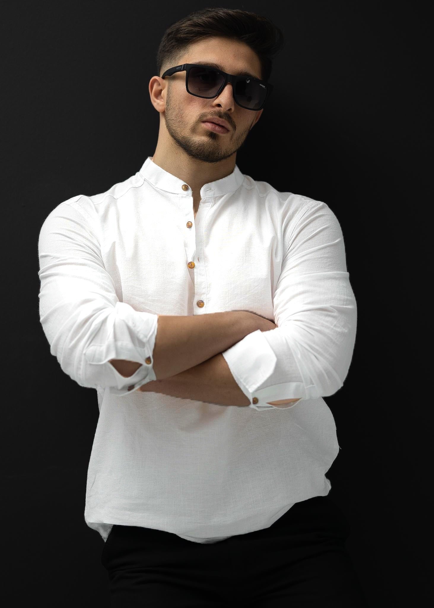 Чоловіча сорочка ляна літня молочна L XXL 3XL 02-20-705