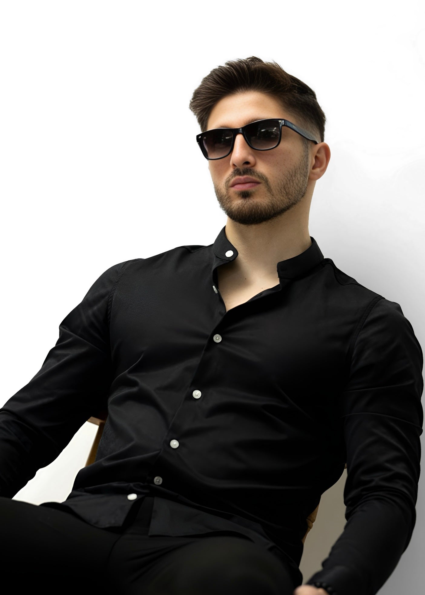 Чорна сорочка чоловіча модна M L XL  80-33-401