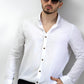 Легка котонова сорочка білого кольору з класичним коміром  M L XL XXL 01-22-705