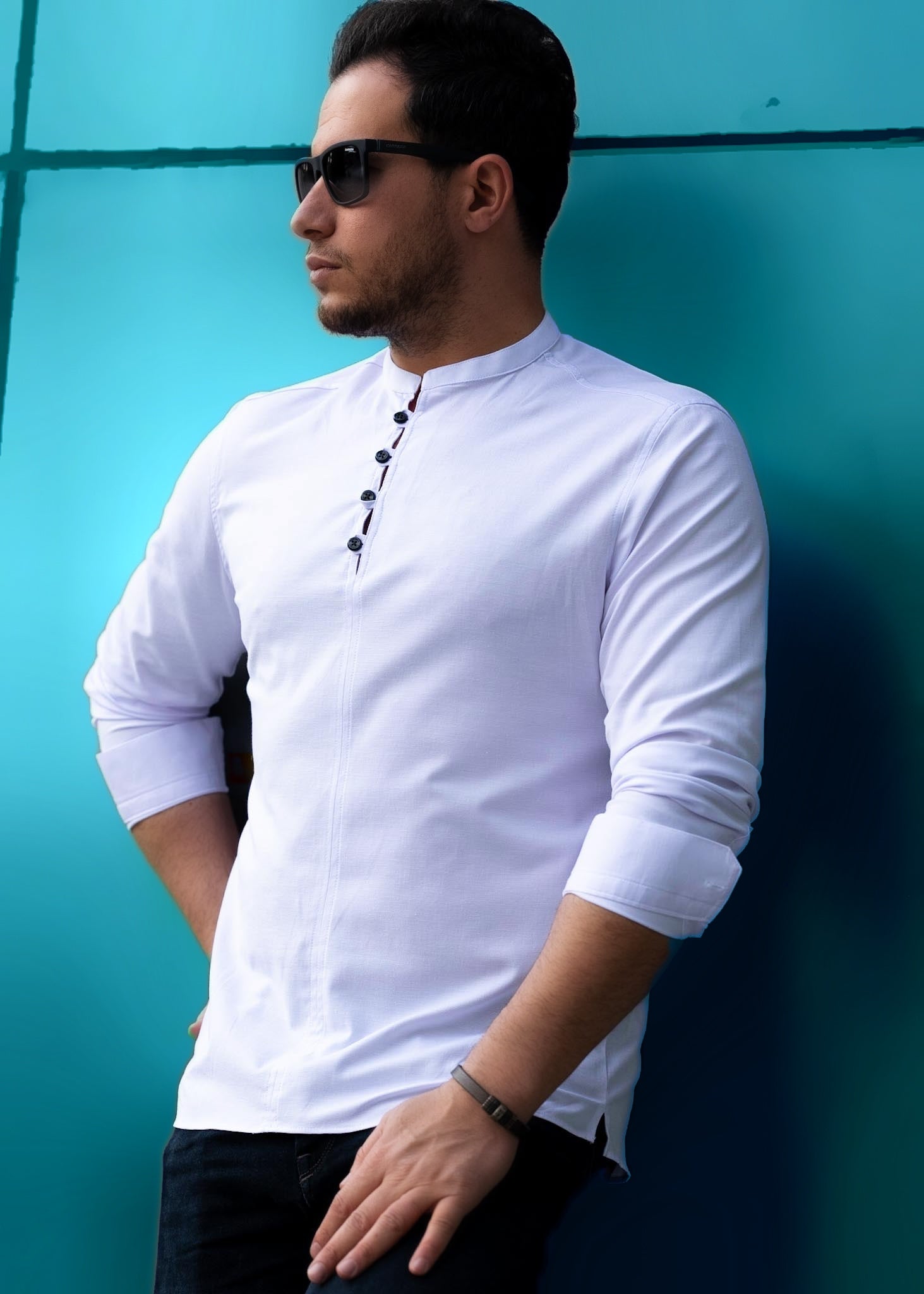 Модна сорочка з дизайнерською застібкою Rubaska Біла XL 3XL 01-110-502 