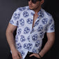 Біла літня рубашка на кнопках з модним принтом S M L XL XXL 01-164-821