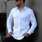 Біла базова приталена сорочка стійка з виточками на гудзиках під костюм XXL 01-17-401