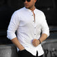 Модна біла сорочка з контрастними гудзиками та коміром стійка XXL 01-18-401