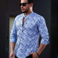 Модна сорочка на ґудзиках з плетеним принтом під льон  L XL XXL 01-50-829