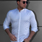 Сорочка білого кольору з модним принтом з дизайнерською кнопкою на комірі M L XL XXL 01-51-806