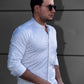 Сорочка білого кольору з модним принтом з дизайнерською кнопкою на комірі M L XL XXL 01-51-806