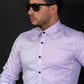 Світло фіолетова чоловіча сорочка з дрібним кольоровим принтом пейсли M L XXL 01-56-820