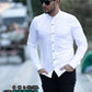 Чоловіча приталена біла сорочка Slim Fit з коміром-стійкою на контрастних кнопках M L XL  01-SC03-401