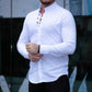 Сорочка білий кольоровий джинс на модній застібці  M L XL XXL 3XL 01-91-502