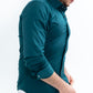 Однотонна строга приталена сорочка смарагдового кольору S   17-07-438