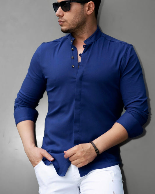 Сорочка синього кольору кольоровий легкий джинс M  27-91-501