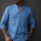 Дизайнерська сорочка з модним коміром кольору індиго M L XL XXL 28-211-701
