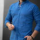 Синя сорочка чоловіча слім фіт із кольорового джинсу M  XL XXL 30-91-505