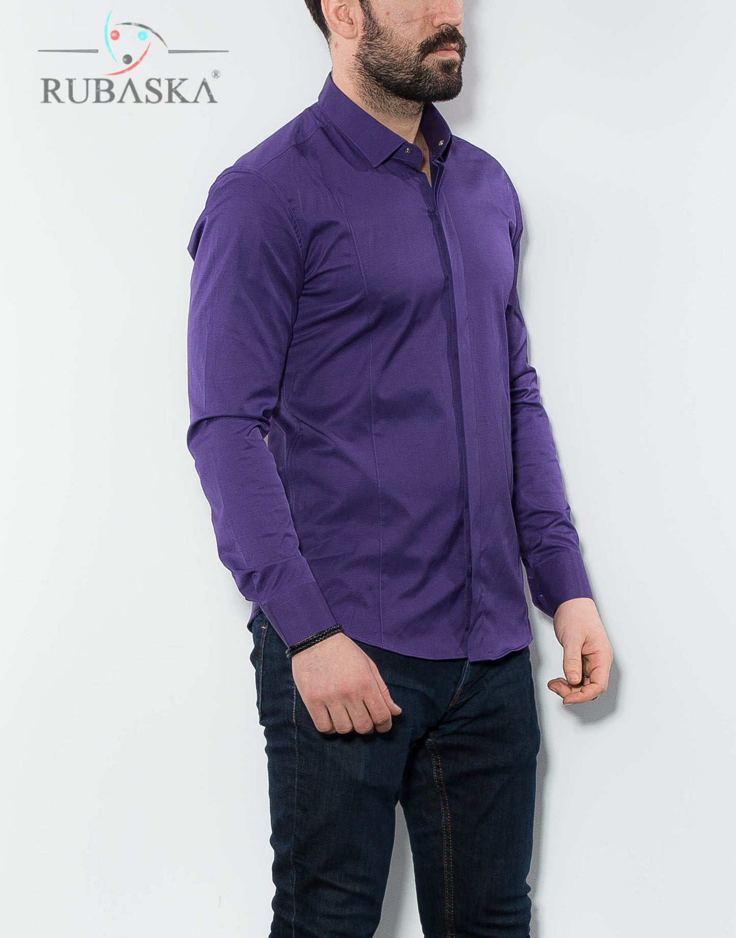 Фіолетова сорочка преміум Rubaska S M L XL XXL 55-07-421