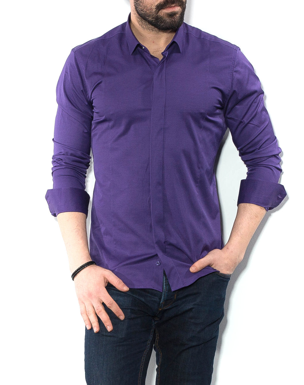 Фіолетова сорочка преміум Rubaska S M L XL 55-07-421