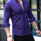 Фіолетова строга сорочка звуженого силуету на гудзиках S M L  XXL 55-61-421