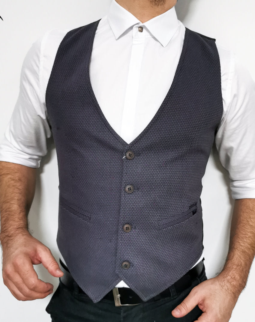 Сера жилетка слім фіт з костюмної тканини S 70-J1-045